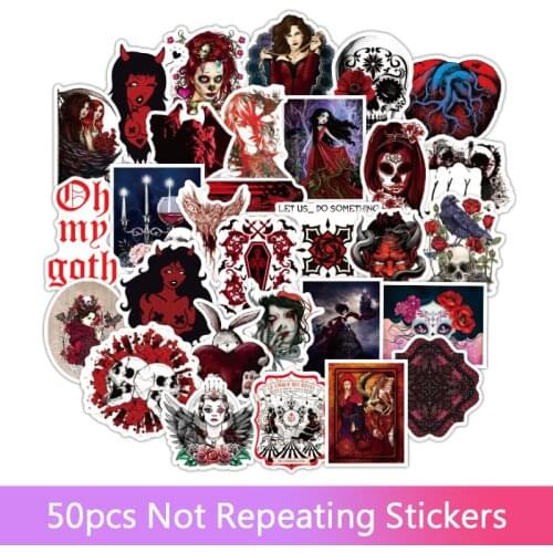 50pcs European and American gothic dark red series graffiti stickers waterproof trolley case notebook skateboard stickers toys