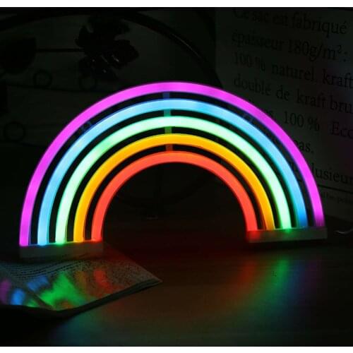 New Cute Rainbow Neon Sign Led Rainbow Light Lamp For Dorm Decor Rainbow Decor Neon Lamp Wall Decor Christmas Neon Bulb Tube #4s