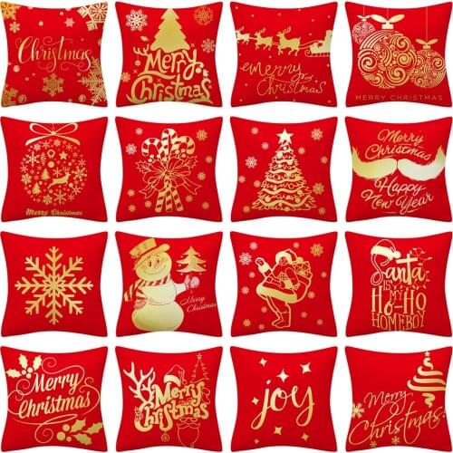 2021 NEW Christmas Gold Red Cushion Cases Hot Xmas Throw Pillow Modern Gold Pattern Red Pillows New Year Decorative Pillows Case