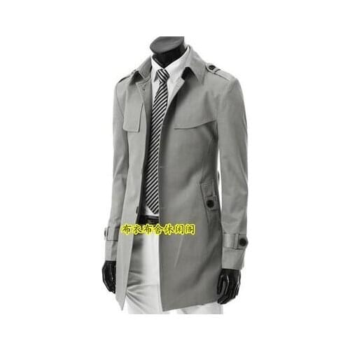 Medium-long slim sexy trench coat men single breasted overcoat long sleeve mens clothing fashion spring autumn plus size S - 9XL