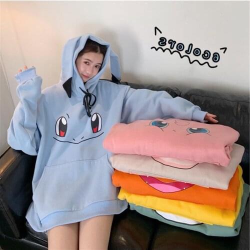 2021 Autumn Winter Casual Loose Women Hoodies Kawaii Rabbit Ears Female Hoody Sweatshirt Korean Fashion Hoodies For Women