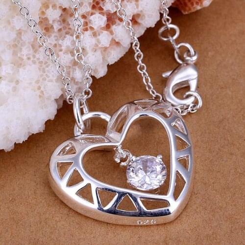 P116_2 Hot Sale Fine Silver Color Jewelry,Wholesale Factory Price Charms Free Shipping Fashion Hollow Heart-shaped Pendants