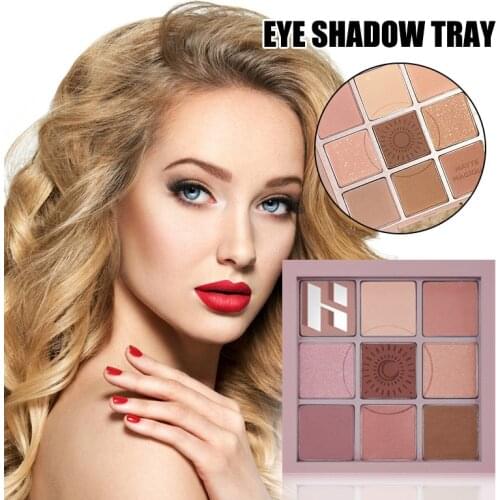 9 Colors Matte Pearly Eyeshadow Palette Non Flying Powder High Color Rendering Transparent Acrylic Shell Square Makeup