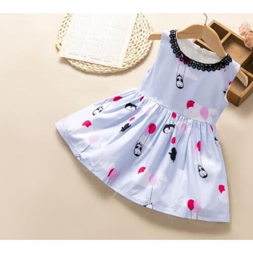 Girls Dress 2021 Summer Cartoon print Sleeveless Ball Gown Clothing Kids Baby Princess Dresses Children Clothes 3-7 Years