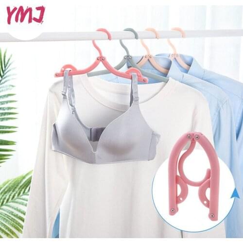 Portable Folding Plastic Clothing Coat Hanger Multifunctional Travel Foldable Hanger Space Saving Children Clothes Drying Rack