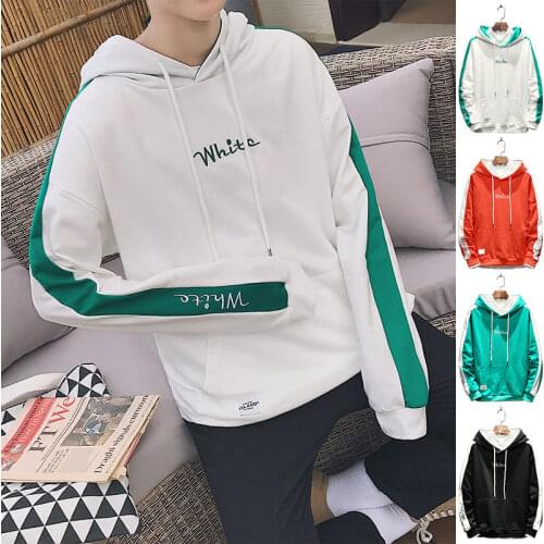 Japanese Style Men Casual Sports Hooded Hoodies Contrast Color Patchwork Autumn Winter Warm Sweatshirt Big Size 5XL Men Hoodies