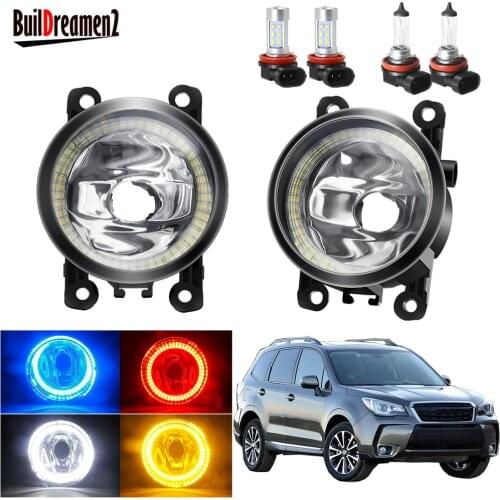 Angel Eye Fog Light Assembly For Subaru Forester 2013 2014 2015 2016 2017 2018 Car Front Bumper Fog Light With Halo Ring DRL 12V