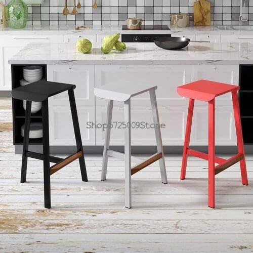 Light Luxury Bar Chair Simple Household Bar Chair Metal Solid Wood Island Table Chair Nordic Modern Front Desk High Stool