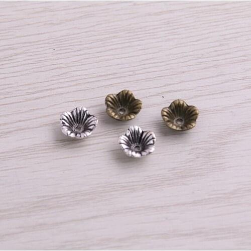 SWEET BELL 120pcs 4*9*9mm Two Color Bead Caps Charm Hollow Flower MINI Pendants Jewelry Accessories DIY Receptacle Charms