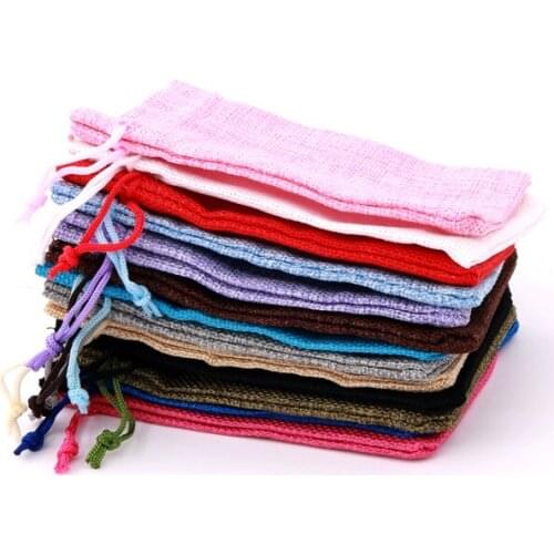 Wholesale 5pcs 17x23cm Vintage Burlap Gift Candy Bag Wedding Party Favor Pouch Birthday Supplies Drawstrings Jute Gift Bag