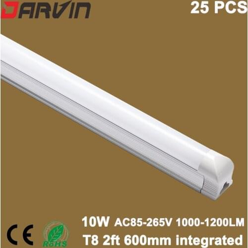 2ft T8 Led Tube Lighting Integrated T8 600mm Led Lamp With Clear Cover and Milky Cover Fluorescent Tube Light smd2835 25 Pcs/Lot