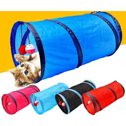 Cat Tunnel Toy Funny Pet 2 Holes Play Tubes Balls Collapsible Crinkle Kitten Toys Puppy Ferrets Rabbit Play Dog Tunnel Tubes