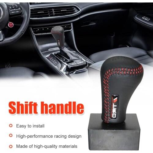 POSSBAY Universal Car Gear Shift Knob 5 Speed Black Leather Red Stitch Manual Shifter Lever Handle Cover Auto Interior Styling