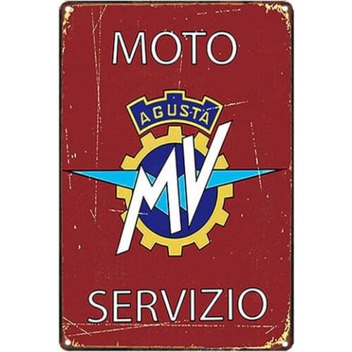 Moto Agusta Servizio Tin Sign Metal Sign Metal Poster Metal Decor Metal Painting Wall Sticker Wall Sign Wall Decor
