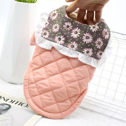 Winter Dog Warm Coat Cute Daisy Print Puppy Jacket for Small Soft Parkas Clothes Teddy Chihuahua Costume Cute Pets Ropa Perro