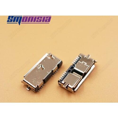Smonisia 10pcs 2SMD Fixed Foot Micro USB 3.0 Female Connectors Charging Socket fit for Mobile Phone HDD