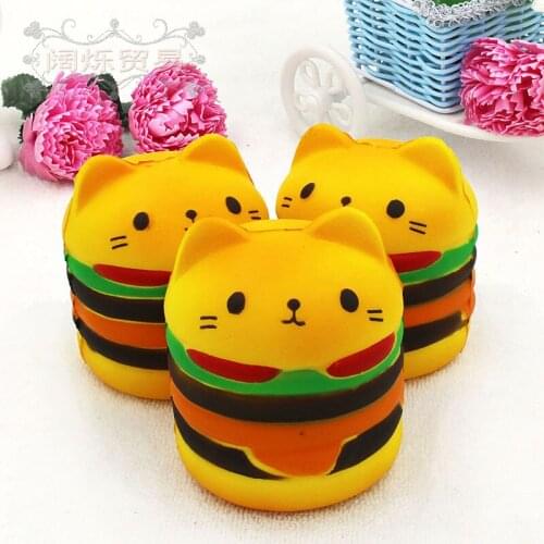 10pcs/pack Slow Rise Squishy Animals Squeeze Toys Cat Hamburger Cake Slow Rising Squishy Sensory Toys PU Scented Squishie Toy