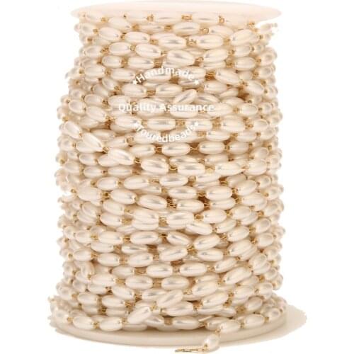 2M Stainless Steel 4mm Cylinder Artficial Pearl Chains For DIY Handmade Eyeglasses Chain Necklace Supplies Jewelry Making