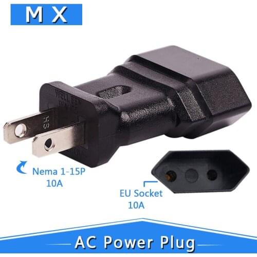 5-15P 2 Pin Female AC Adapter to EU USA Male to Europe, Nema 1-15P to EU. Female AC connector for European travelers