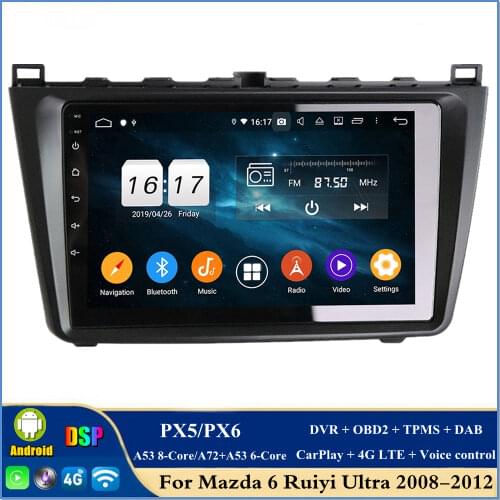 4gb+128gb DSP PX6 9" Android 10 Car Radio DVD GPS Glonass Bluetooth 5.0 WIFI for Mazda 6 Ruiyi Ultra 2008-2012