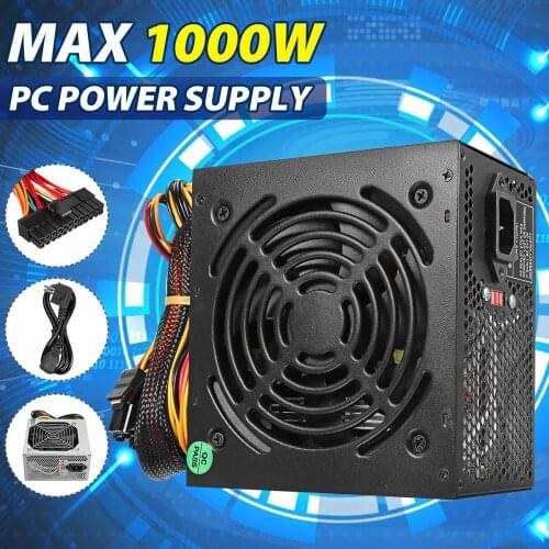 1000W Power Supply PSU PFC Silent Fan ATX 24pin 12V PC Computer SATA Gaming PC Power Supply For Intel AMD Computer Black color