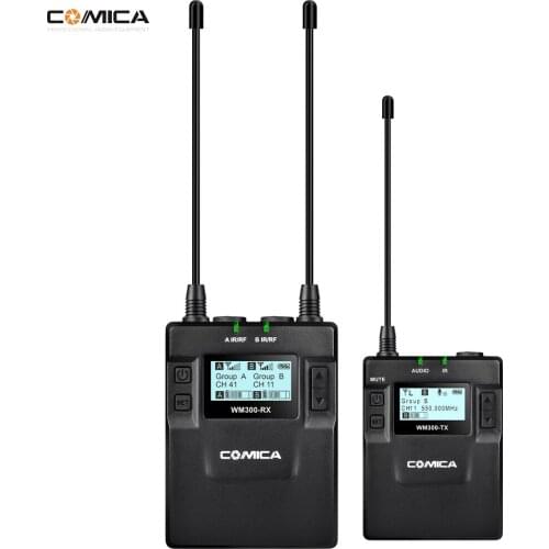 CoMica CVM-WM300(C) UHF 96-Channel Zinc Alloy Rechargeable Wireless Lavalier Microphone Transmitter + Receiver System