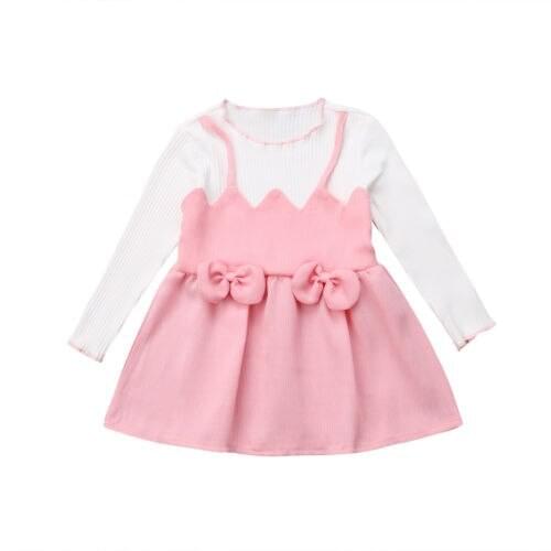 Toddler Kids Baby Girls Pink Dress Bow-Knot Princess Skirt Party Outfits Dresses