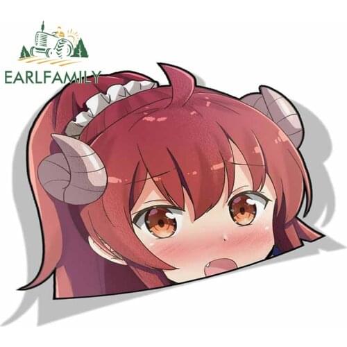 EARLFAMILY 13cm x 10.1cm for Machikado Mazoku The Demon Girl Next Door Peek Big Head Anime Vinyl Car Sticker JDM Window Decal