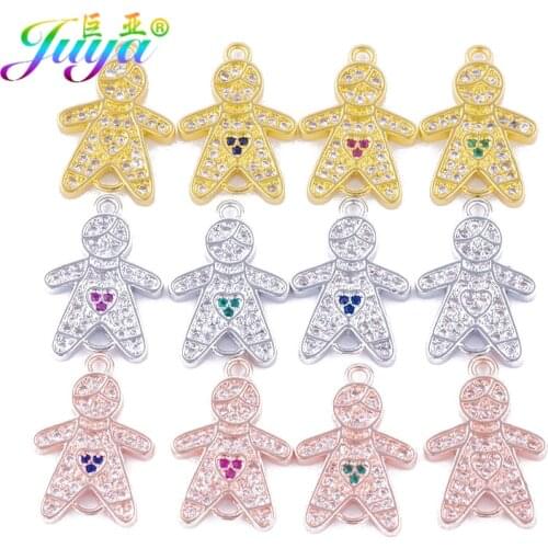 DIY Jewelry Findings Micro Pave Zircon Kawaii Boy Girl Charm Connectors Accessories For Women Bracelets Neckalce Earring Making