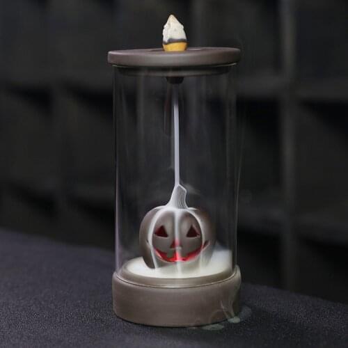 Halloween Style Ceramic Backflow Incense Burner Living Room Desktop Incense Holder Smoke Waterfall Decoration(2 Size Choose)