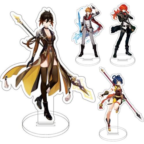 Game Anime Genshin Impact Figure Zhongli Diluc Venti Paimon Acrylic Figure Stand Model Plate Desk Decor For Kid Christmas Gifts