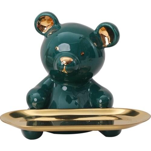Ceramic Bear Figurine Home Decoration Animal Statue Keys Storage Shelf Modern Room Sculpture Table Decor Statues Et Sculptures