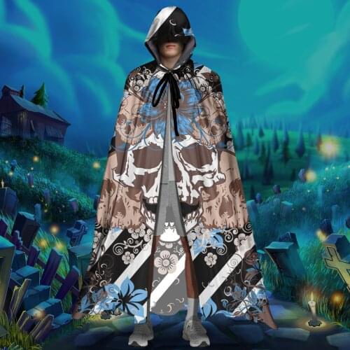 Coconut Bliss Skulls Brand Design Adult Witch Long Cosplay Cloaks Hood Unisex Robes Capes Halloween Christmas Party Costumes
