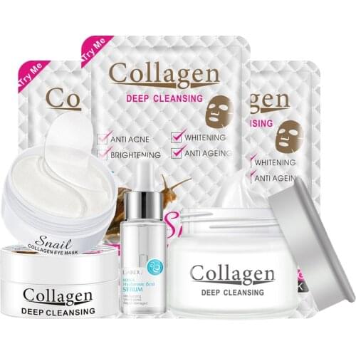 Snail Eye Mask Collagen Anti-Wrinkle Whitening Facial Cream Hyaluronic Acid Moisturizing Anti-aging Nourishing Serum Care Set
