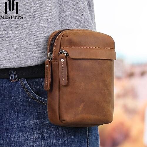 Leather Mens Waist Bag Retro First Layer Cowhide Bags for Men Shoulder Handbag Fashion Travel Cross Body Bag Male Chestbags