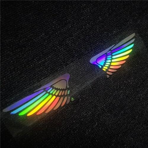 (diy logo)Angel wings colorful reflective car stickers surname laser six Star car body scratch car decoration stickers