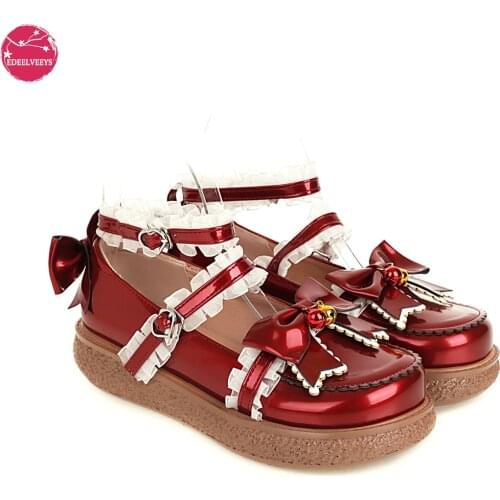 Japanese Sweet Lolita Hollow Heart Maid Cosplay Platform Mary Jane Flat Shoes Cute Bow Lace Round Toe Princess School Girls