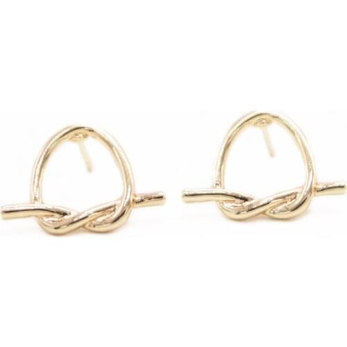 Trendy Simple Knot Style Ear Nails Round Pattern Stud Earrings Zinc alloy Material Three Color Optional For Women
