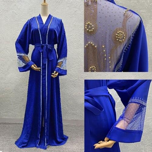 2021 New Lace Abayas For Women Embroidery Tunic Kimono Robe Abaya Dubai Turkey Islam Clothing Muslim Maxi Dresses Ramadan