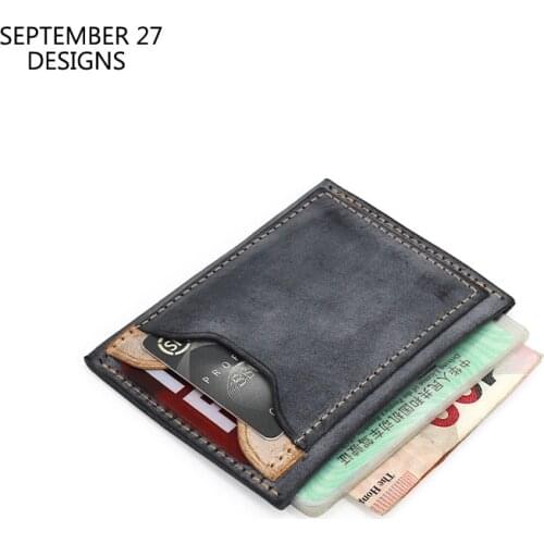 New Fashion Slim Credit Card Wallet Genuine Leather Luxury Handmade Retro Fog Color Mini ID Driving License Card Set Small Purse