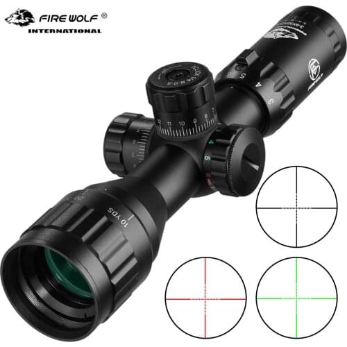 Fire Wolf 3-9X32 Rifle Scope with Red Green Illuminated Cross Hunting Tactical Optical Scope Range Air Gun Pocket Mirror Sight