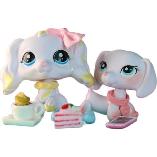 Pet shop Custom Made Banana Cocker Spaniel Dog and Peach Dachshund Dog With 9pcs Accessories Cake Collar Drink