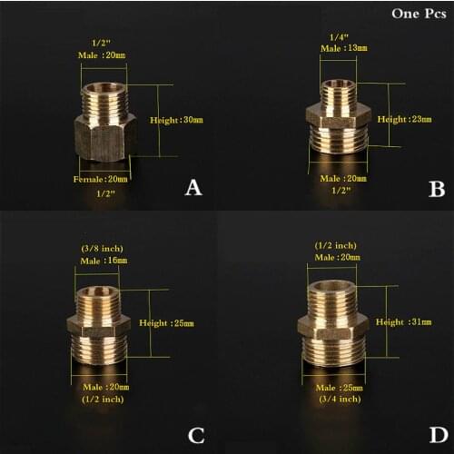 1/2" BSP to 1/4" 3/8" 1/2" 3/4" BSP Male / Female Reducing Brass Pipe Fitting Connector Coupling Adapter,Variable diameter