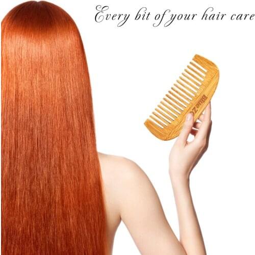 Blue ZOO 1Pc 12*5.2cm Portable Natural Bamboo Wooden Hair Comb Massage Scalp Anti-static Comb Women Hair Styling tool