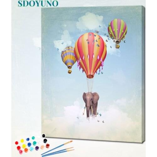 SDOYUNO Acrylic Paint By Numbers Animals DIY 60x75cm Oil Painting By Numbers Elephant Digital Scenery Canvas Painting Home Decor