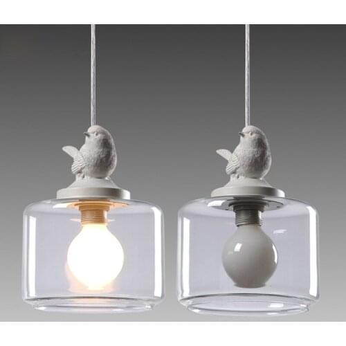 Single Head Glass Bird Chandelier Restaurant Bar Childrens Room Balcony Porch Staircase Chandelier Nordic Pastoral