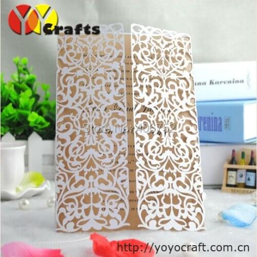 Luxurious wedding invitation card laser cut beautiful handmade invitation card for wedding 10sets/lot