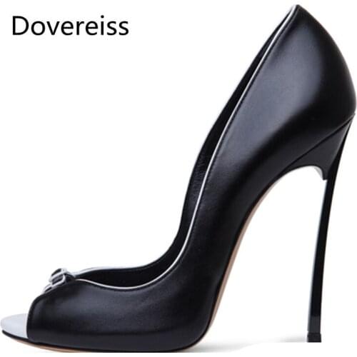 Dovereiss Fashion Womens Shoes summer new Elegant Slip on white Peep toe Pumps sexy Office lady Party shoes 34-43