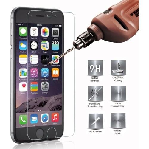 For iPhone 7 6s Cases Ultra Thin 2.5D 9H Screen Protector Film Tempered Glass Case Cover for 6 7 Plus 5 5s 5SE 4 4S