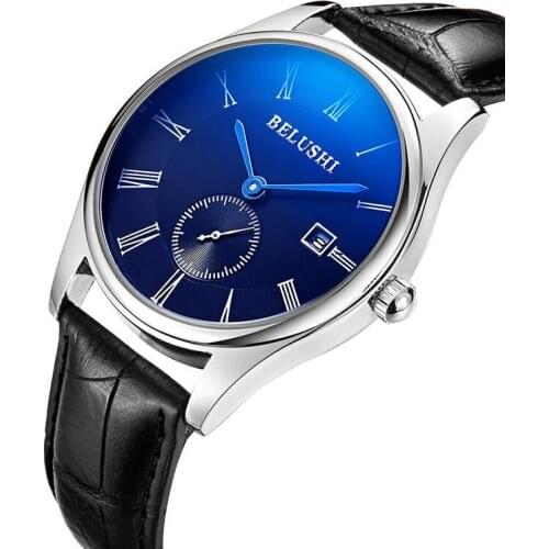Products Waterproof Calendar Casual Fashion Mens Watch Explosion Model Blu-ray Genuine Leather Band Quartz Watch Business Watch